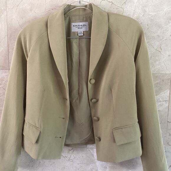Emanuel Ungaro Women’s Vintage Silk Blazer 4P Sage, Shoulder Pad, Classic Fall - Picture 11 of 12